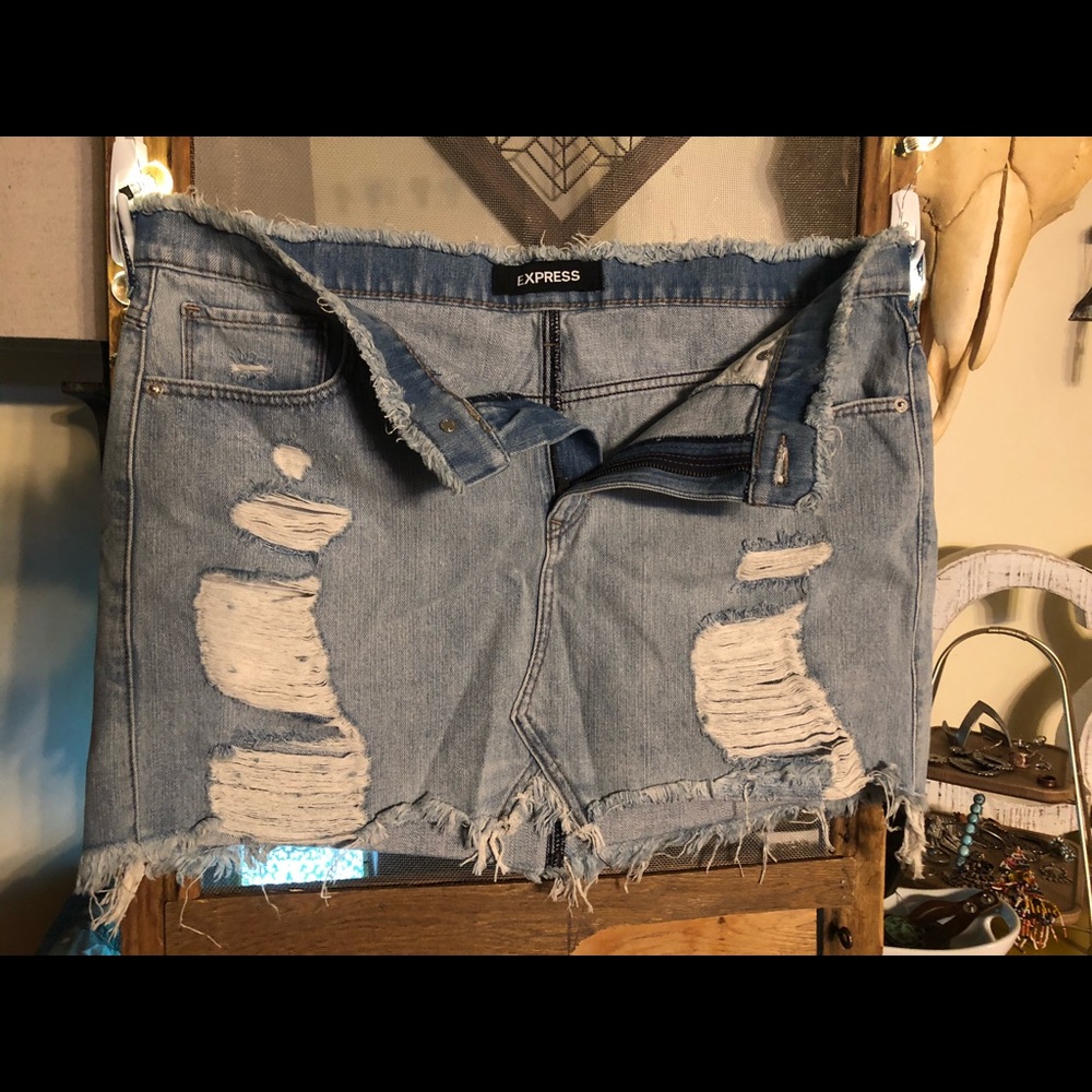 Distressed jean skirt from Express
